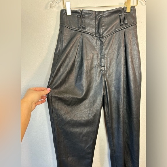 FOR LOVE & LEMONS DILLON HIGH WAIST FAUX LEATHER TROUSER PANT BLACK SIZE XS - Picture 8 of 16